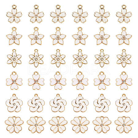 48Pcs 6 Styles Alloy Enamel Pendants ENAM-TA0003-40-1