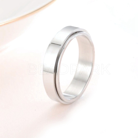 Rotating 201 Stainless Steel Finger Rings for Men Women PW-WGF9BE0-07-1