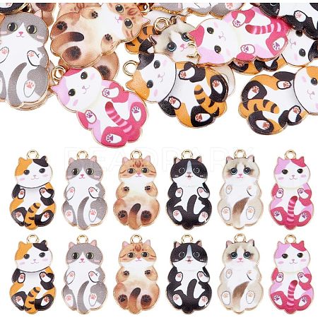 30Pcs 6 Colors Alloy Enamel Pendants FIND-CA0006-57-1