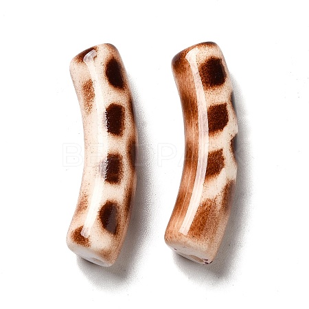 Spray Painted Leopard Print Opaque Acrylic Beads X-OACR-L013-036-1