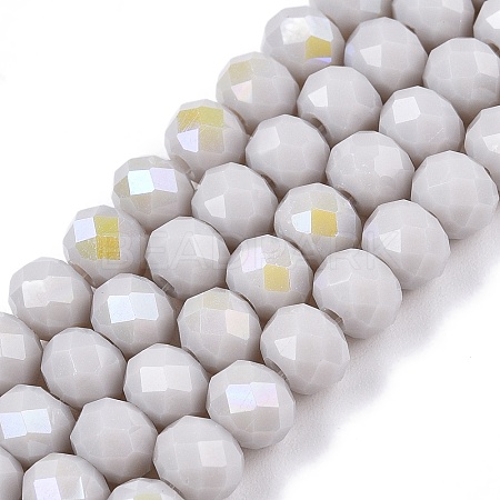 Electroplate Opaque Solid Color Glass Beads Strands EGLA-A044-P6mm-L19-1