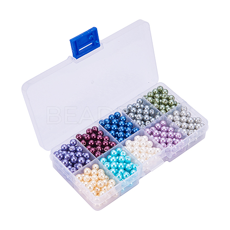 10 Color Eco-Friendly Glass Pearl Beads HY-YW0001-01D-1