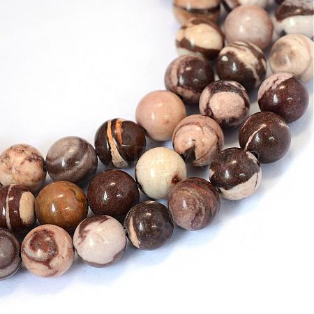 Natural Zebra Jasper Round Bead Strands G-E334-10mm-12-1