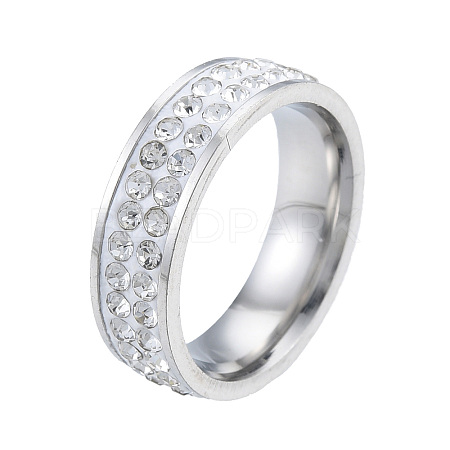 Crystal Rhinestone Double Line Finger Ring RJEW-N043-32-1