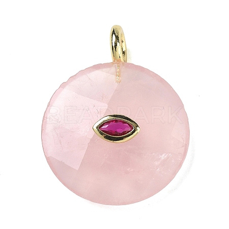 Natural Rose Quartz Faceted Pendants G-A287-02G-12-1