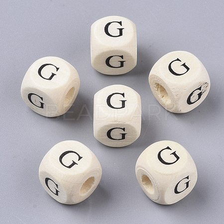 Printed Natural Wood Beads WOOD-T026-001G-1