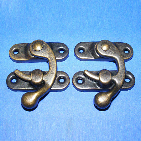 Iron Wooden Box Lock Catch Clasps IFIN-R203-92AB-1