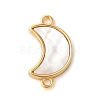 Brass Pave Natural White Shell Connector Charms KK-S522-03G-G-1