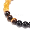 Natural Agate & Tiger Eye & Black Onyx Round Beaded Stretch Bracelet BJEW-JB08400-05-5