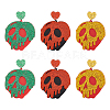 ANATTASOUL 3 Pairs 3 Colors Halloween Pumpkin with Skull Acrylic Dangle Stud Earrings EJEW-AN0002-19-1