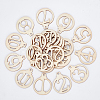 Number 1~ 24 Unfinished Wood Lantern Pendant Decorations HJEW-WH0042-92-4