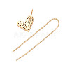 Real 18K Gold Plated Heart with Long Tassel Stud Earrings EJEW-S199-23G-NF-4