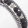 3Pcs 3 Style Natural Lava Rock & Synthetic Hematite Stretch Bracelets Set BJEW-JB08692-7