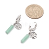 304 Stainless Steel Green Aventurine Column Hoop Earrings EJEW-JE06791-01-4