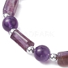 Natural Amethyst Round Beaded Stretch Bracelets BJEW-JB11137-01-3