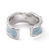 Enamel Wave Open Cuff Ring with Clear Cubic Zirconia RJEW-D075-07P-3