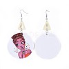Dyed Printed Fashion Lady Wooden Dangle Earrings EJEW-JE03223-01-2