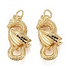 Brass Micro Pave Black Cubic Zirconia Pendants X-KK-F821-39G-1