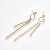 Brass Cubic Zirconia Tassels Stud Earring Findings KK-S350-050G-2