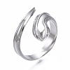 304 Stainless Steel Snake Wrap Open Cuff Ring for Women RJEW-T023-78P-3