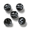 Printed Wood European Beads WOOD-G022-20F-1