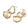 Natural Pearl Beaded Twist Teardrop Dangle Stud Earrings EJEW-P229-02G-2