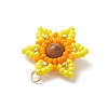 Natural Tiger Eye Glass Seed Beaded Pendants PALLOY-MZ00280-4