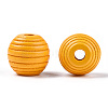 Painted Natural Wood Beehive Beads WOOD-S049-04B-09-2