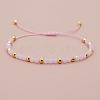 Glass & Brass Round Beads Braided Bead Bracelets RD6595-4-1