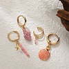 4Pcs Brass Glass Hoop Earring & Cuff Earring Sets FS-WG63380-02-2