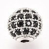 Brass Micro Pave Cubic Zirconia Beads ZIRC-Q013-10mm-143P-1