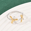 304 Stainless Steel Double Color Cuff Rings RJEW-S635-01GP-19-3