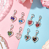 50Pcs Heart Millefiori Glass & Alloy Pendant Decorations HJEW-SC0002-17-3