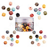 120Pcs 4 Style Painted Natural Wood Beads WOOD-FW0001-07-1