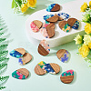 16Pcs 8 Colors Resin and Walnut Pendants RESI-TA0003-95-7