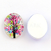 Oval Tree Pattern Glass Cabochons for DIY Projects X-GGLA-Q040-25x18-M13-2