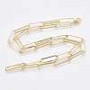 Brass Flat Oval Paperclip Chain Necklace Making MAK-S072-08B-G-2