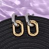 304 Stainless Steel Two Tone Oval Dangle Stud Earrings X-EJEW-L304-04GP-2