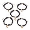 Adjustable Natural Lava Rock Braided Bead Bracelets BJEW-JB10563-1