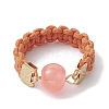 Glass Round Ball Braided Bead Style Finger Ring RJEW-JR00600-05-1