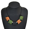 Bohemian Trapezoid Wood & CCB Plastic & Alloy Beaded Bib Necklaces for Women FS-WG0359B-01-1