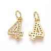 Brass Micro Pave Clear Cubic Zirconia Charms ZIRC-L092-04-G-2