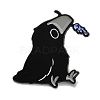 Crow with Flower Enamel Pins JEWB-K040-01A-1