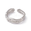 304 Stainless Steel Twist Wave Open Cuff Ring for Women RJEW-C045-23P-2