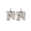 Initial Letter Brass Micro Pave Cubic Zirconia Pendants ZIRC-F008-N-1