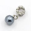Large Hole Platinum Plated Alloy European Dangle Charms MPDL-D010-05-2