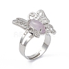 Gemstone Butterfly Adjustable Ring RJEW-H133-02-4