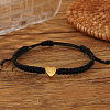 Minimalist nylon braided bracelet with stainless steel gold letter charms for men women students couples AG0106-2-1