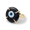 Lampwork Evil Eye Open Cuff Ring RJEW-C051-01G-01-2