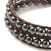 Round Synthetic Hematite Braided Wrap Bracelet BJEW-JB08178-4